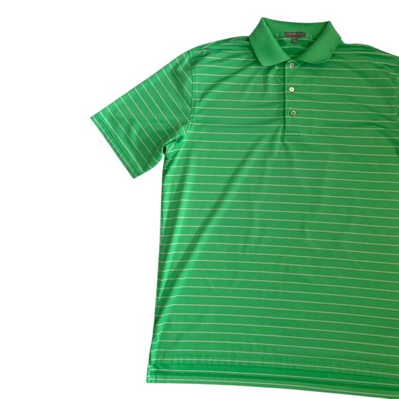 Peter Millar Men's Sz L Summer Comfort Short Sleeve Striped 1945 Logo Polo Shirt - Picture 7 of 14